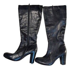Borncrown Black Leather High Boots Size 9